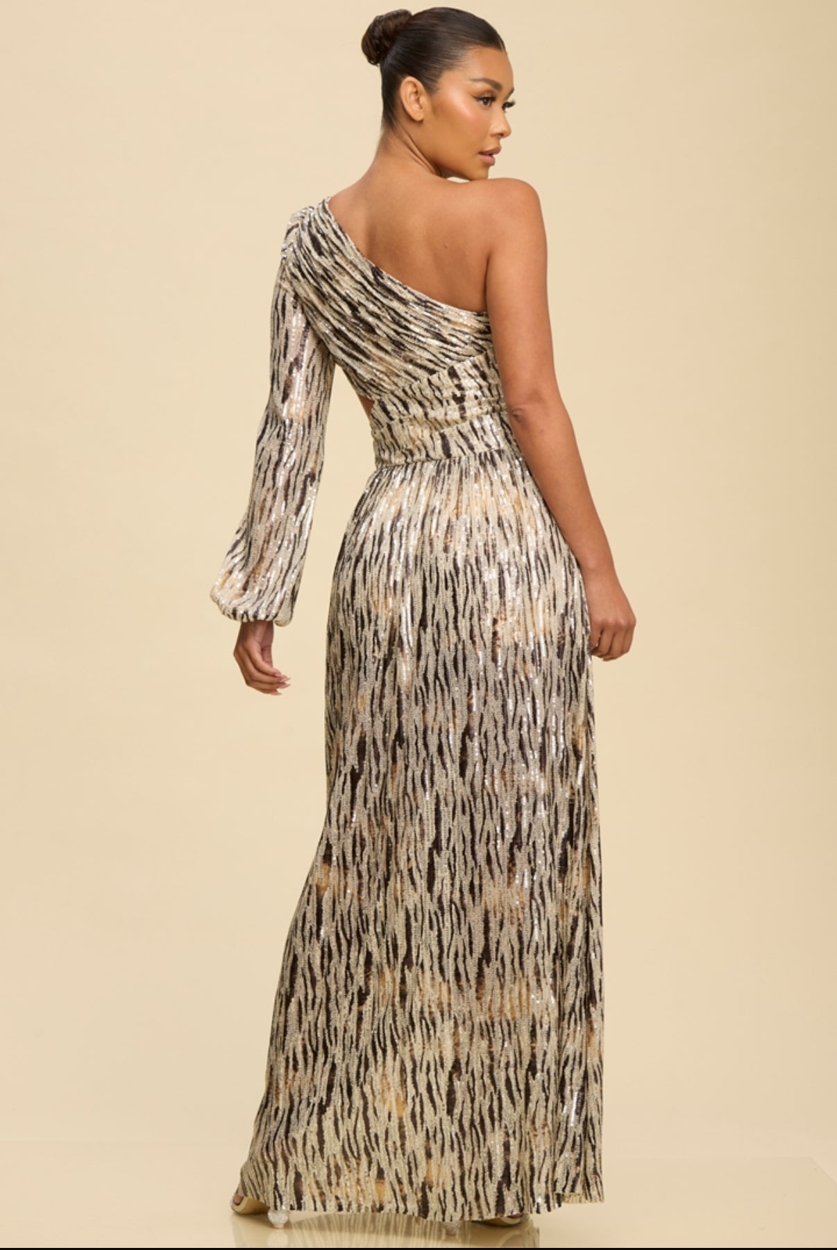 ATHENEA VESTIDO PLATEADO ESTAMPADO