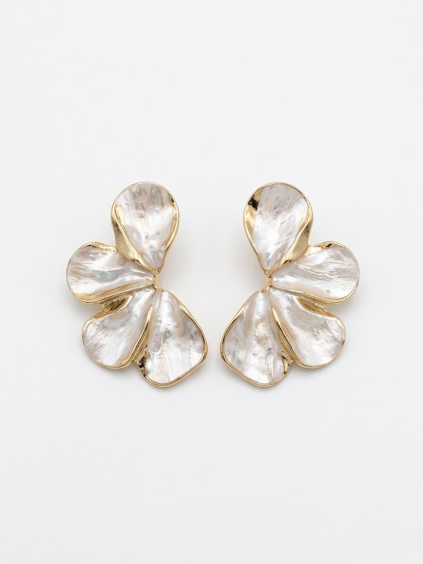 ARETE DORADO FLOR PERLA