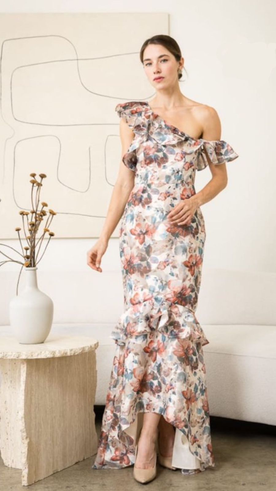 VESTIDO IVORY CON ESTAMPADO DE FLORES