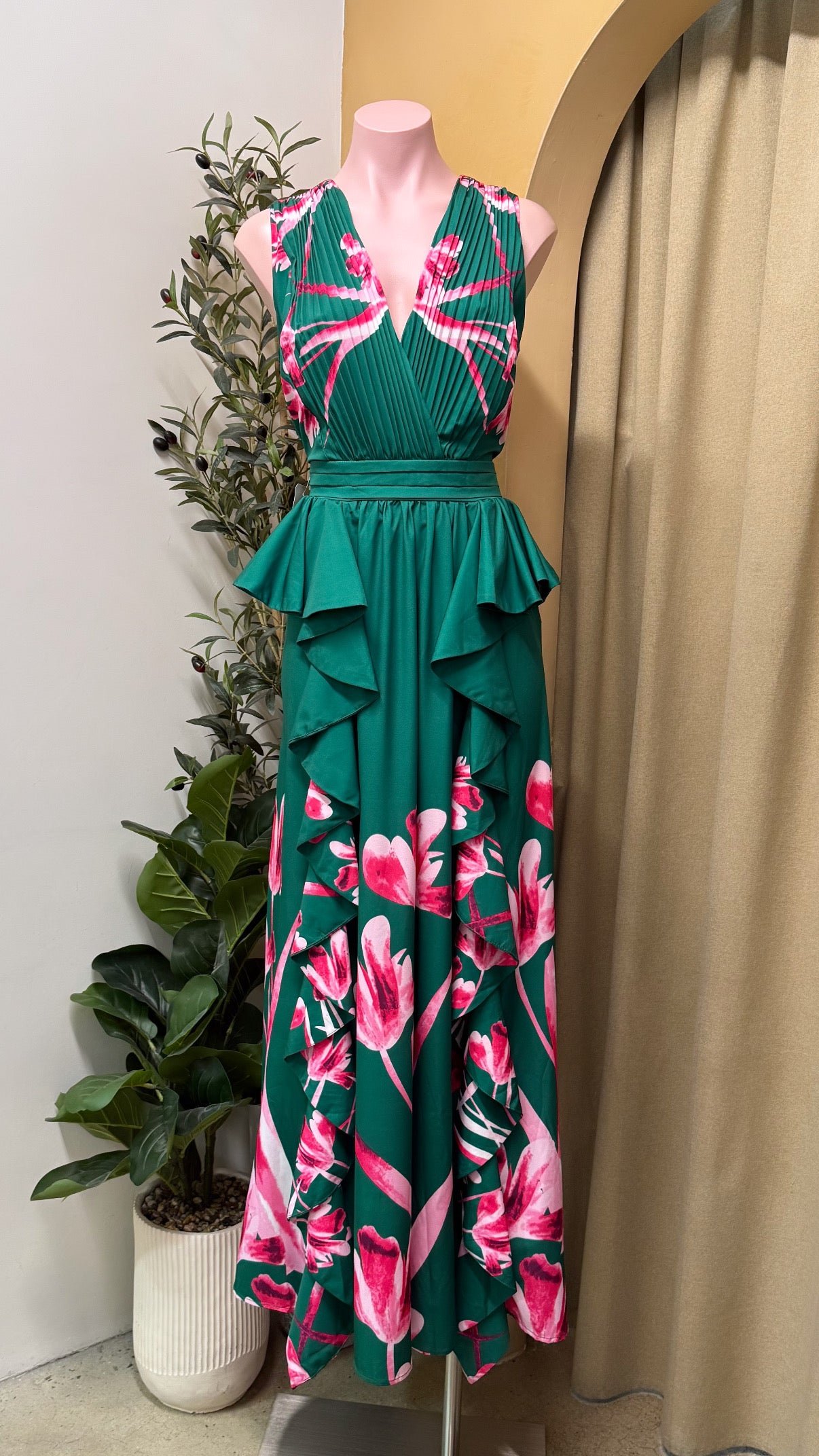 VESTIDO VERDE ESTAMPADO