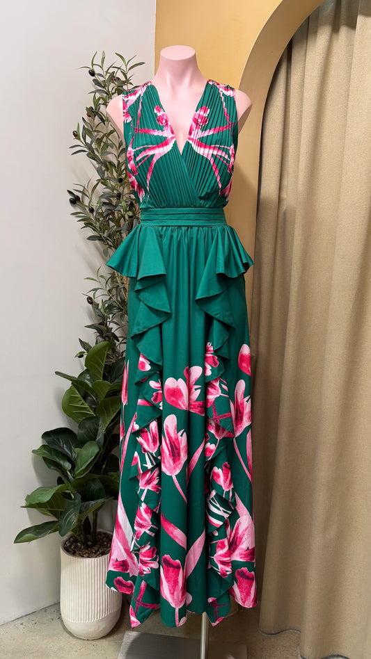 VESTIDO VERDE ESTAMPADO