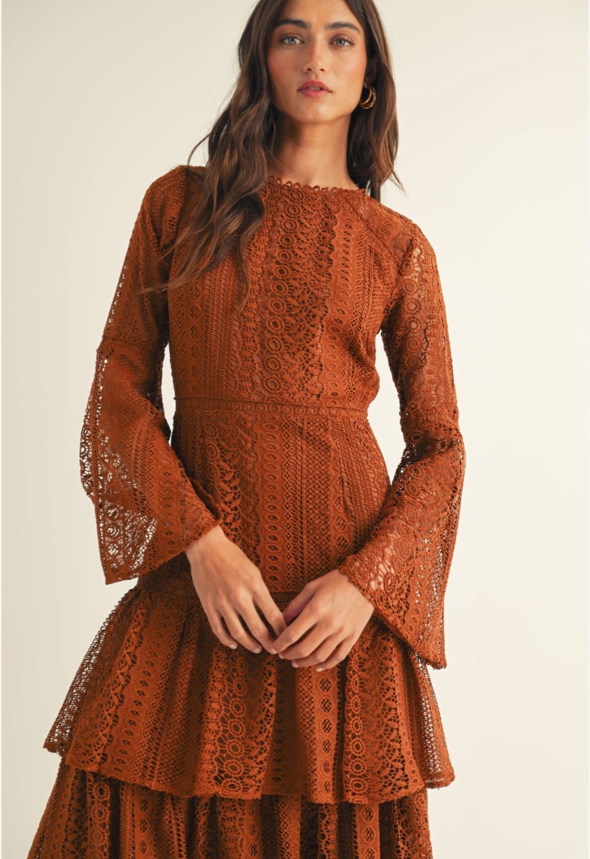 VESTIDO TERRACOTA BROCADO