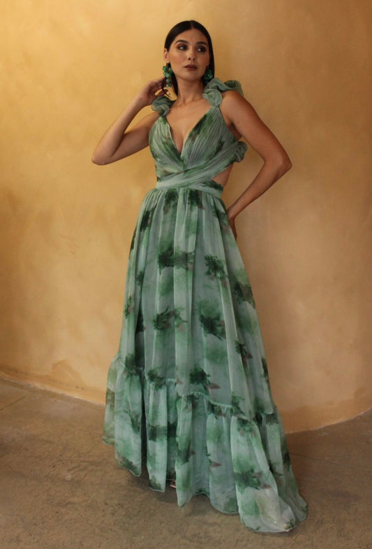 VESTIDO VERDE ESTAMPADO