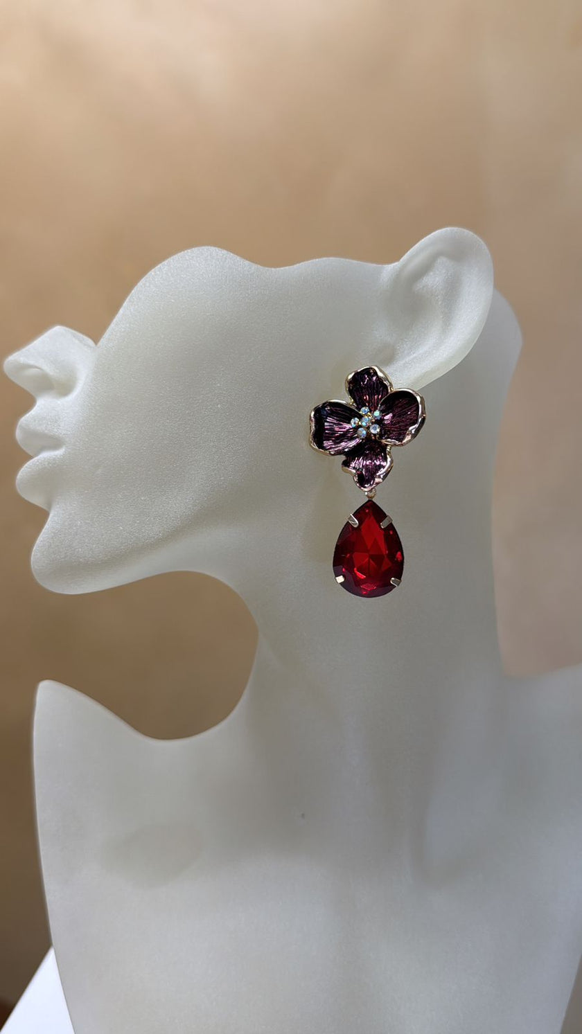 ARETE FLOR ROJO