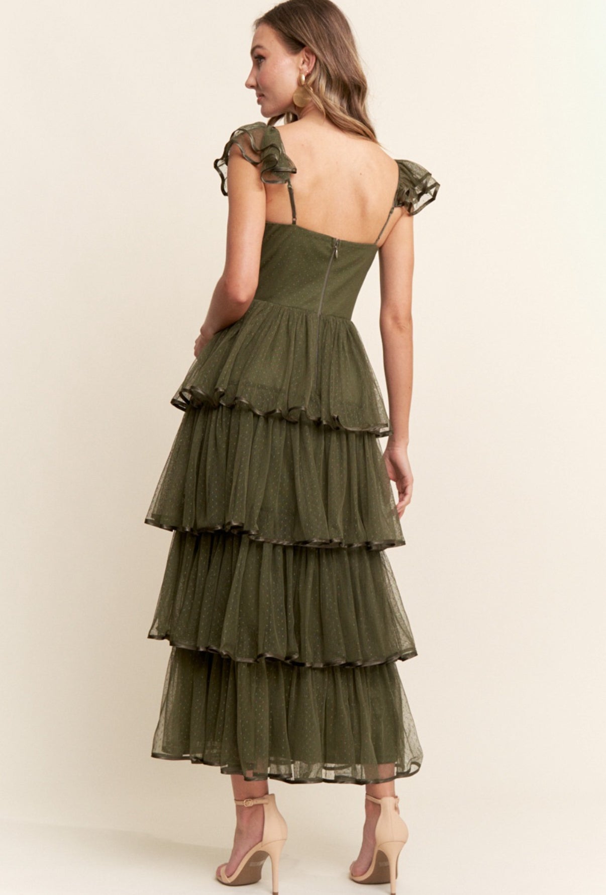 VESTIDO VERDE OLIVO TUL