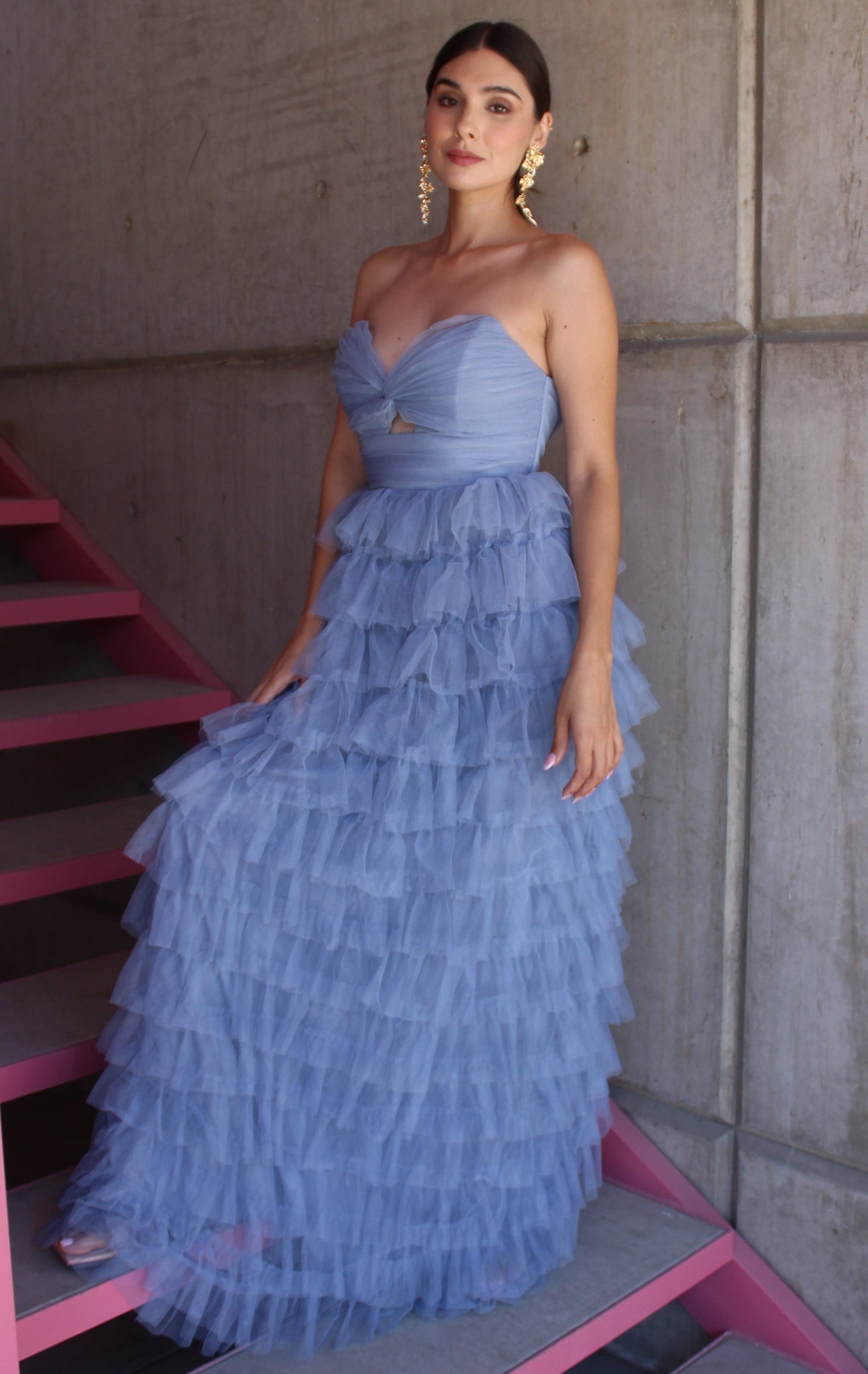 VESTIDO AZUL STRAPLESS