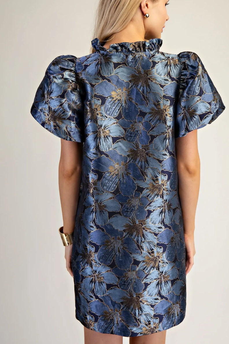 VESTIDO AZUL METÁLICO