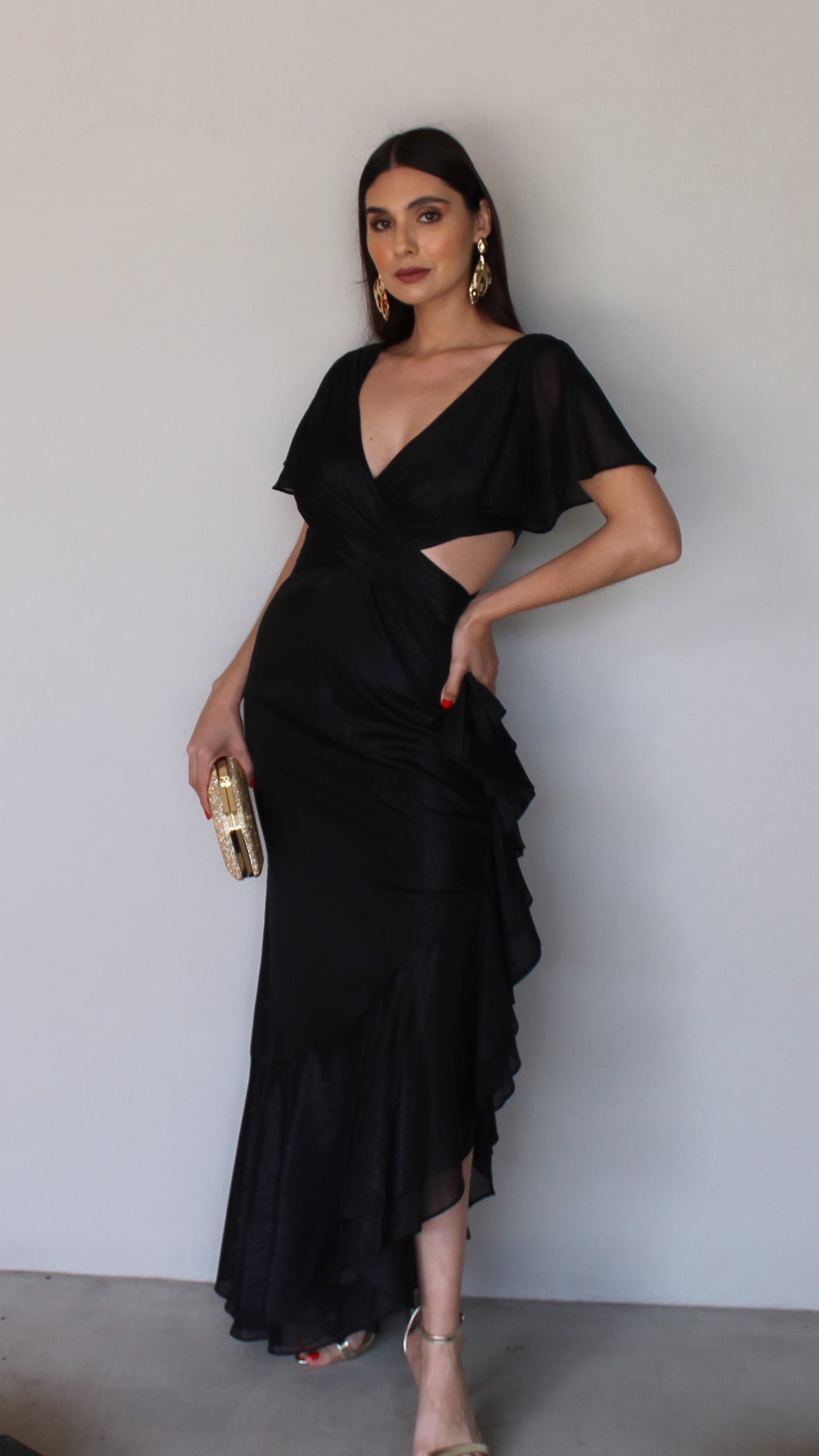 VESTIDO NEGRO ASIMETRICO