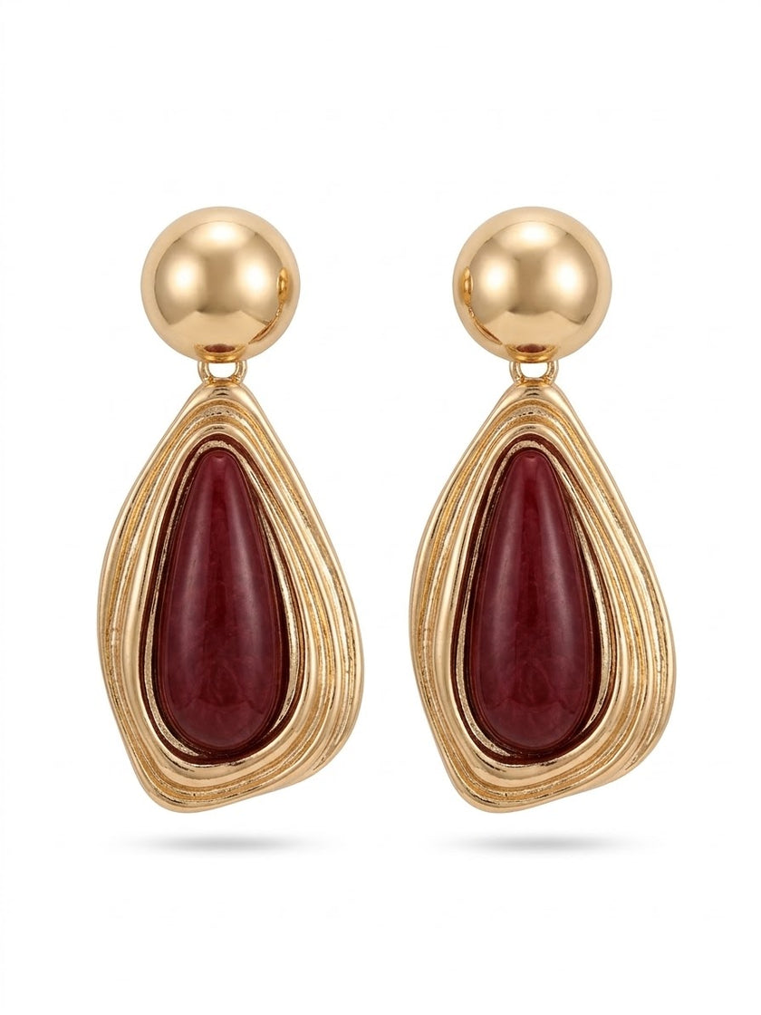 ARETE DORADO CON ROJO