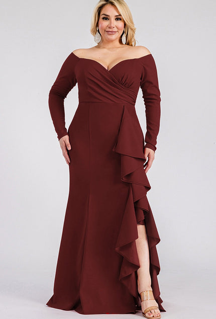 VESTIDO VINO CON MANGAS