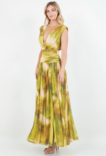 BRUNELLA VESTIDO VERDE ESTAMPADO