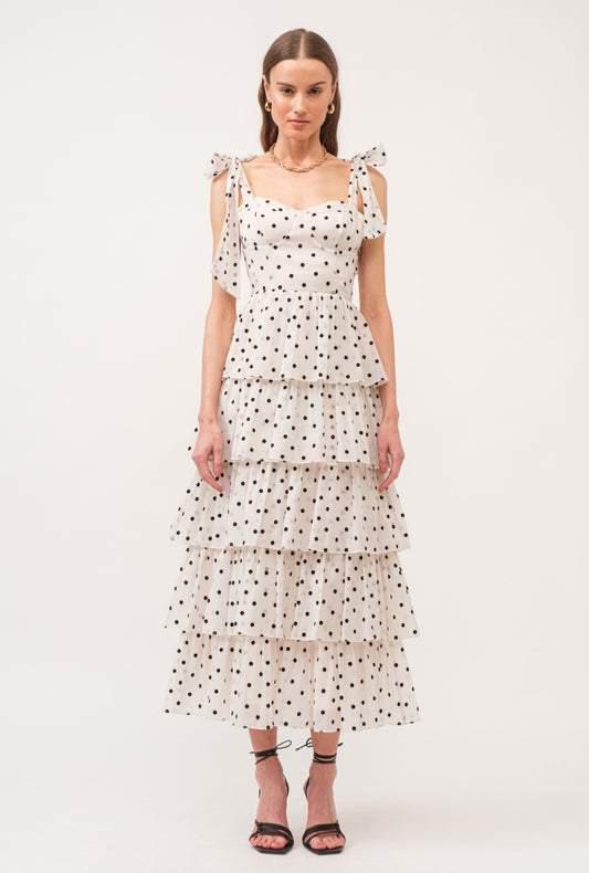 CASTELO VESTIDO BLANCO POLKA DOTS