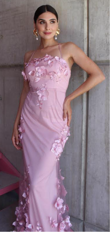 VESTIDO ROSA CON DETALLE DE FLOR