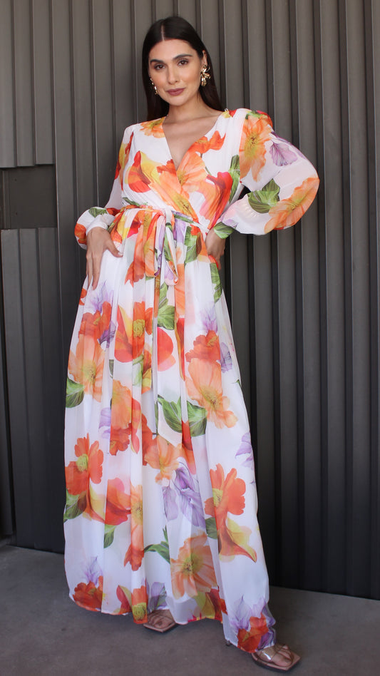 MAXI VESTIDO BLANCO ESTAMPADO FLORAL