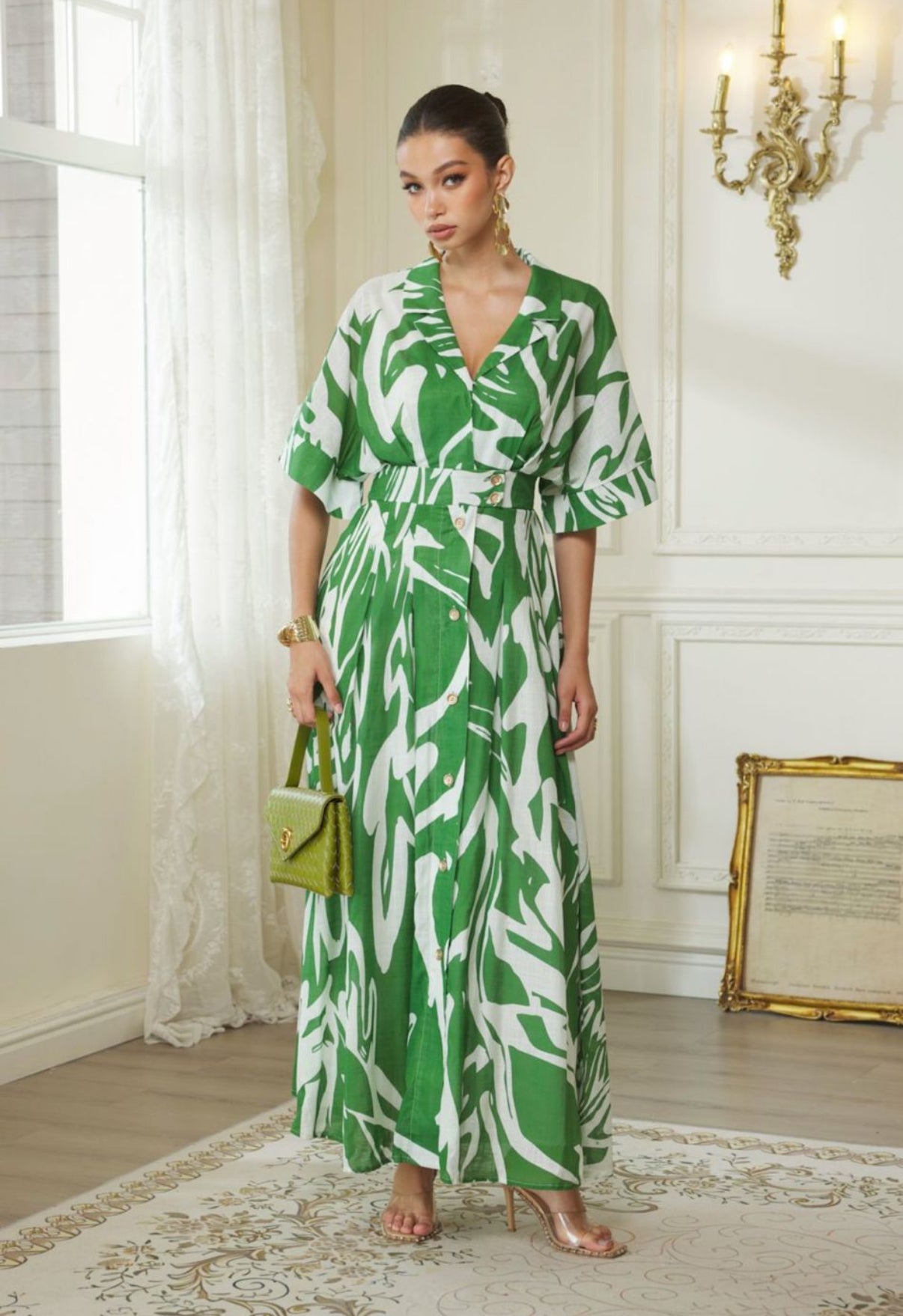 VESTIDO VERDE ESTAMPADO