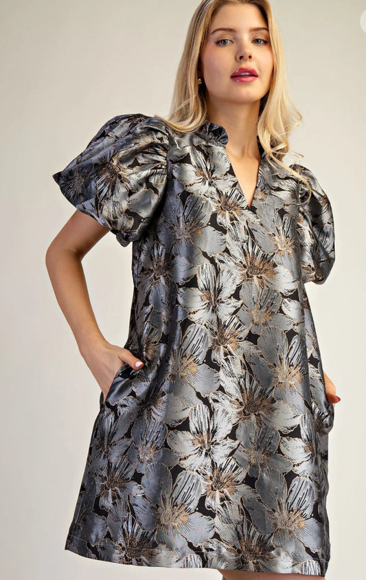 VESTIDO PLATA METÁLICO