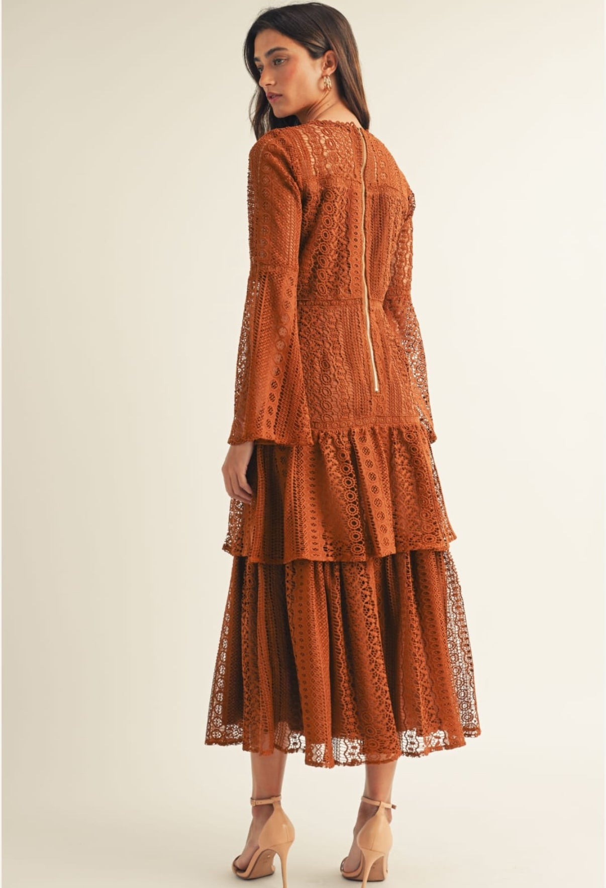 VESTIDO TERRACOTA BROCADO