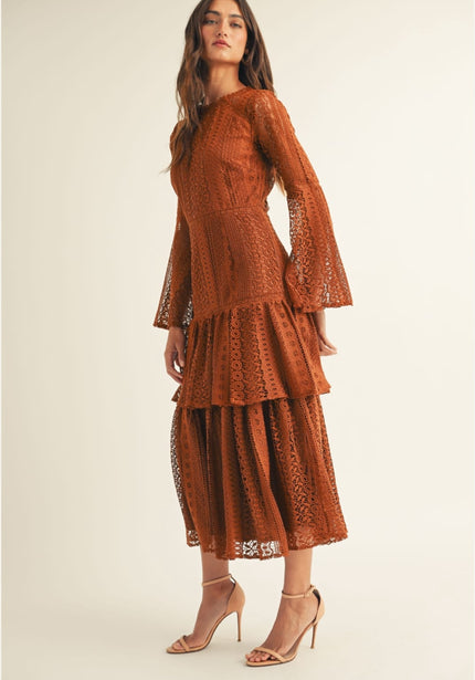 VESTIDO TERRACOTA BROCADO