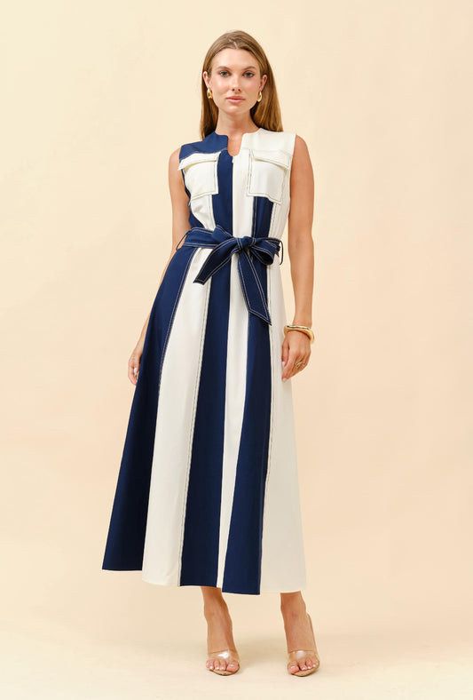 VESTIDO BLANCO CON AZUL