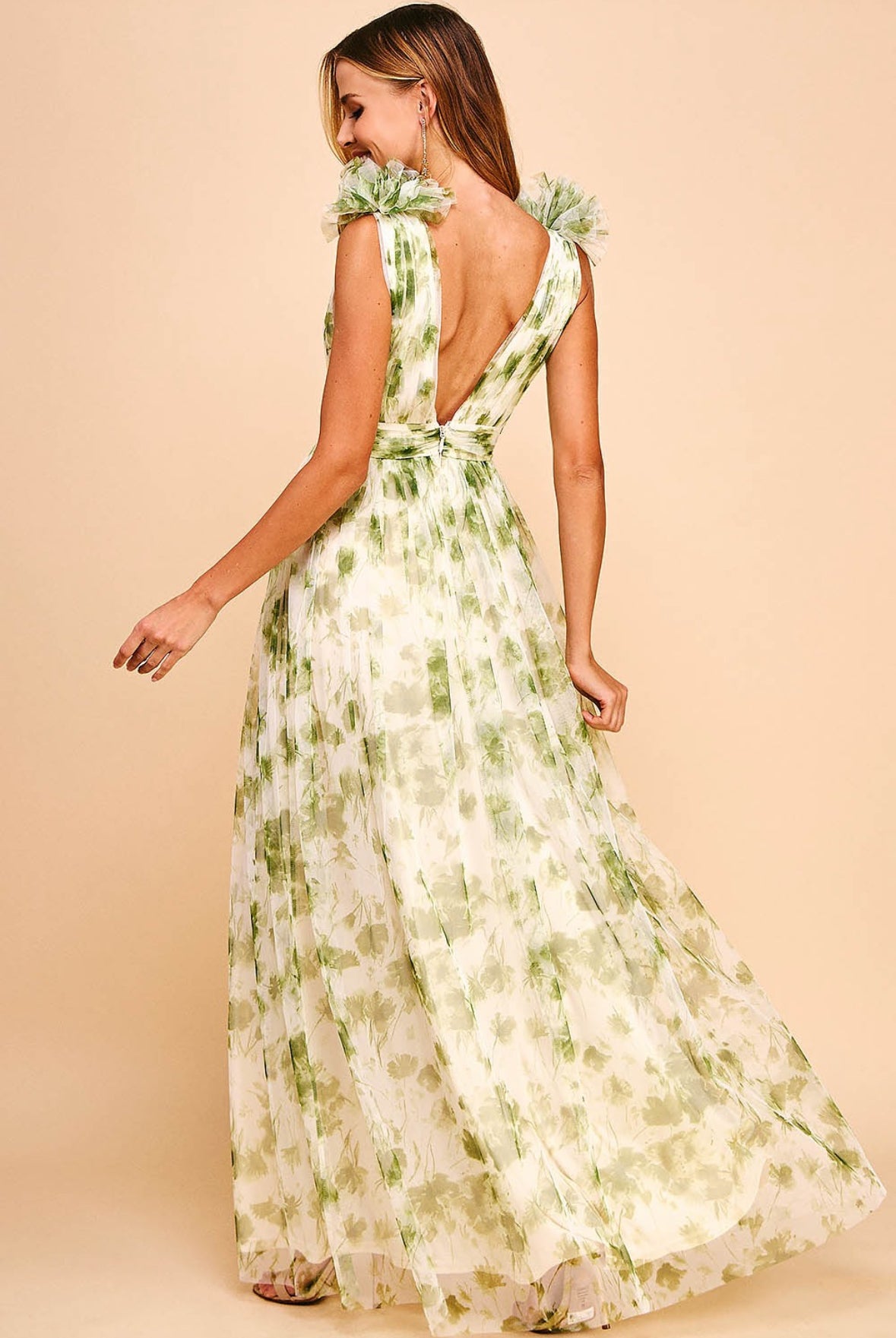 LM1010 VESTIDO VERDE ESTAMPADO