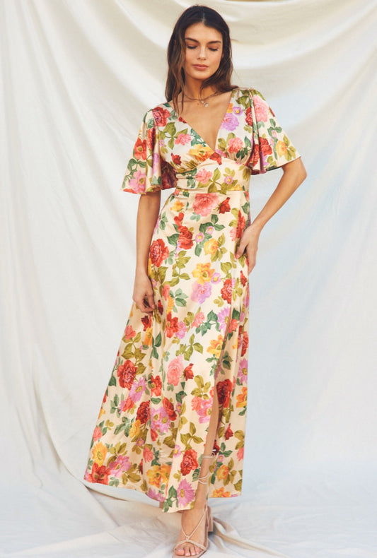 VESTIDO BEIGE ESTAMPADO