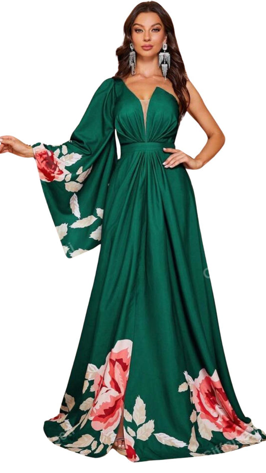 VESTIDO VERDE CON FLORES