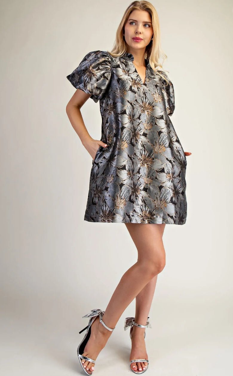 VESTIDO PLATA METÁLICO