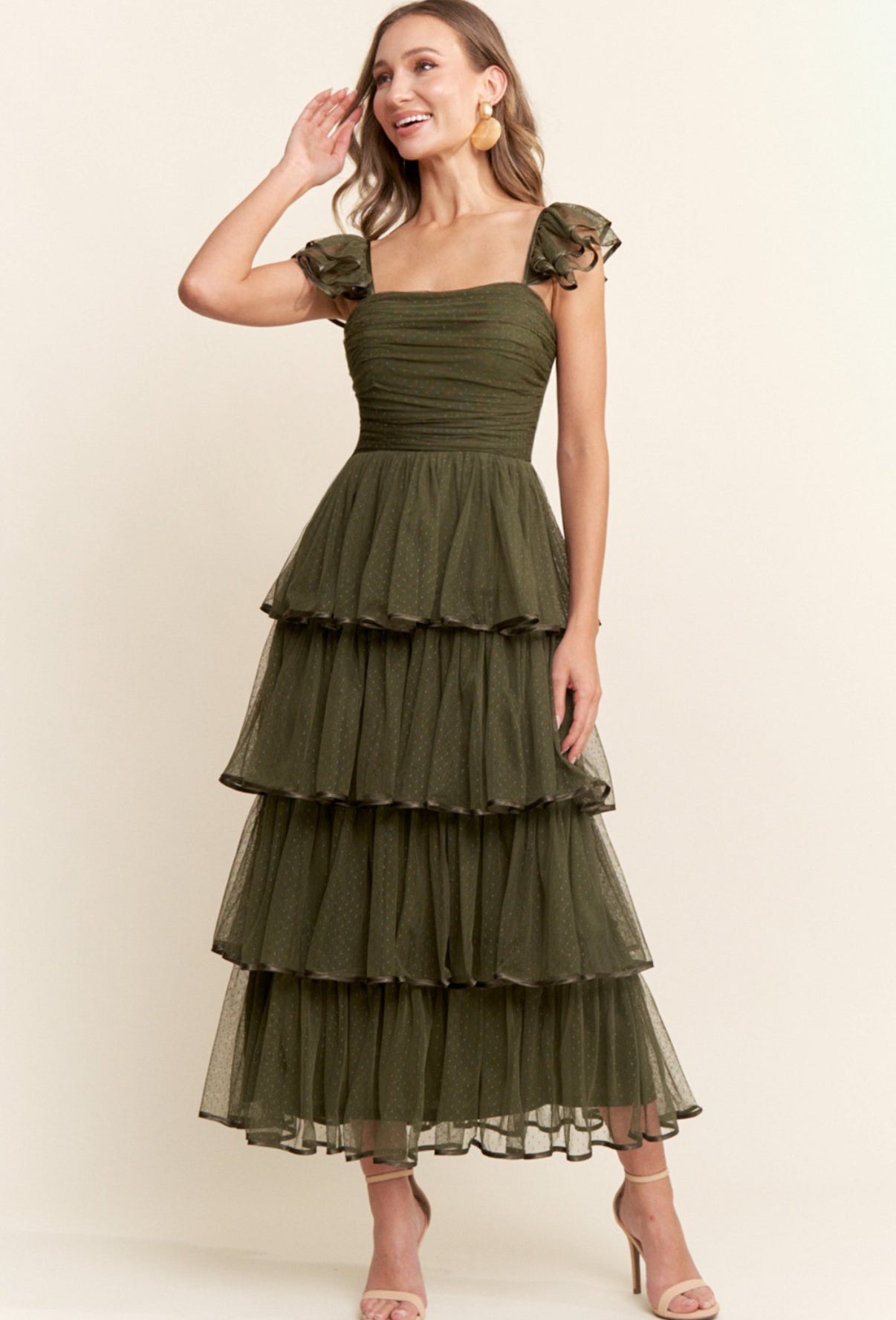 VESTIDO VERDE OLIVO TUL