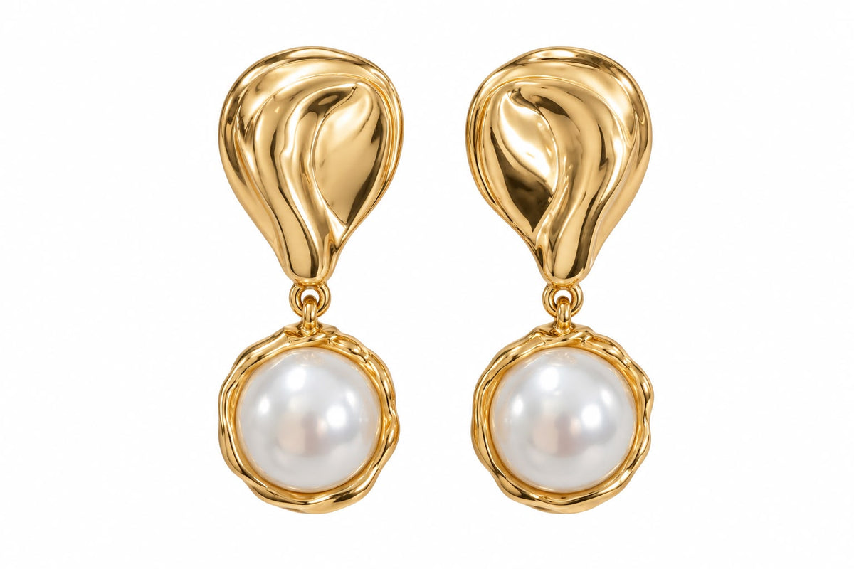ARETE DORADO CON PERLA