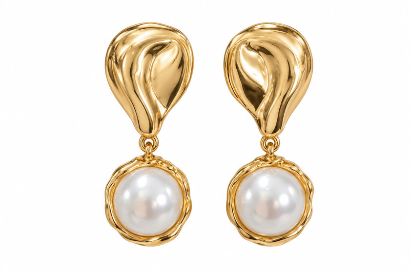 ARETE DORADO CON PERLA