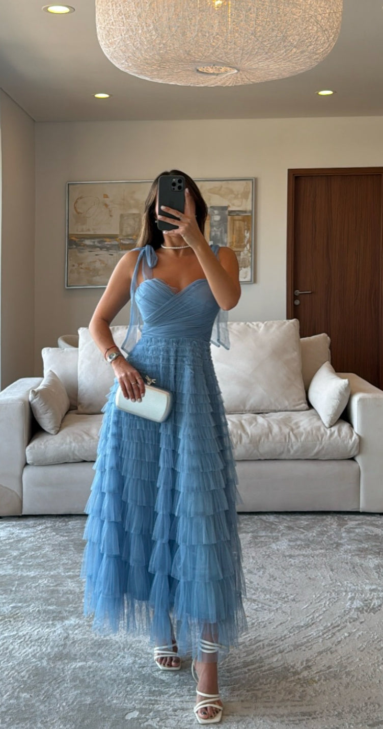 VESTIDO AZUL BABY BLUE TULL
