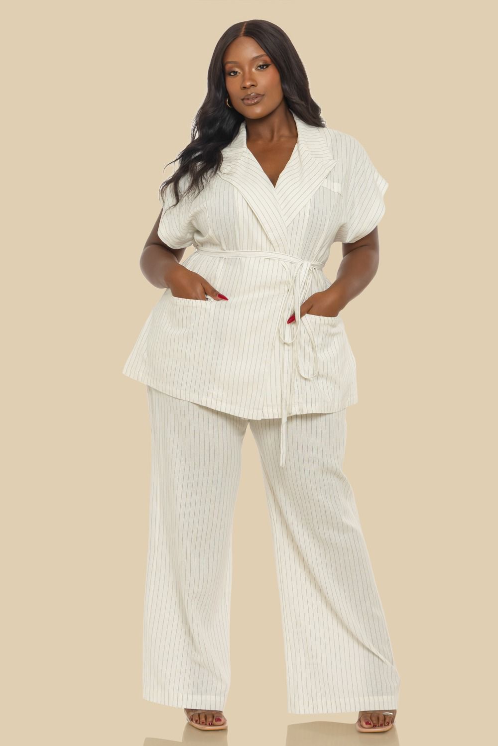 SET PANTALON BLANCO RAYAS