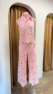 SET CROCHET PANTALON ROSA