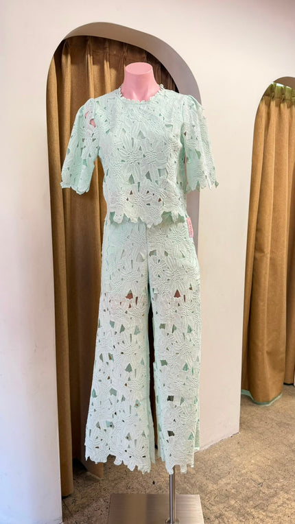 SET CROCHET PANTALON VERDE