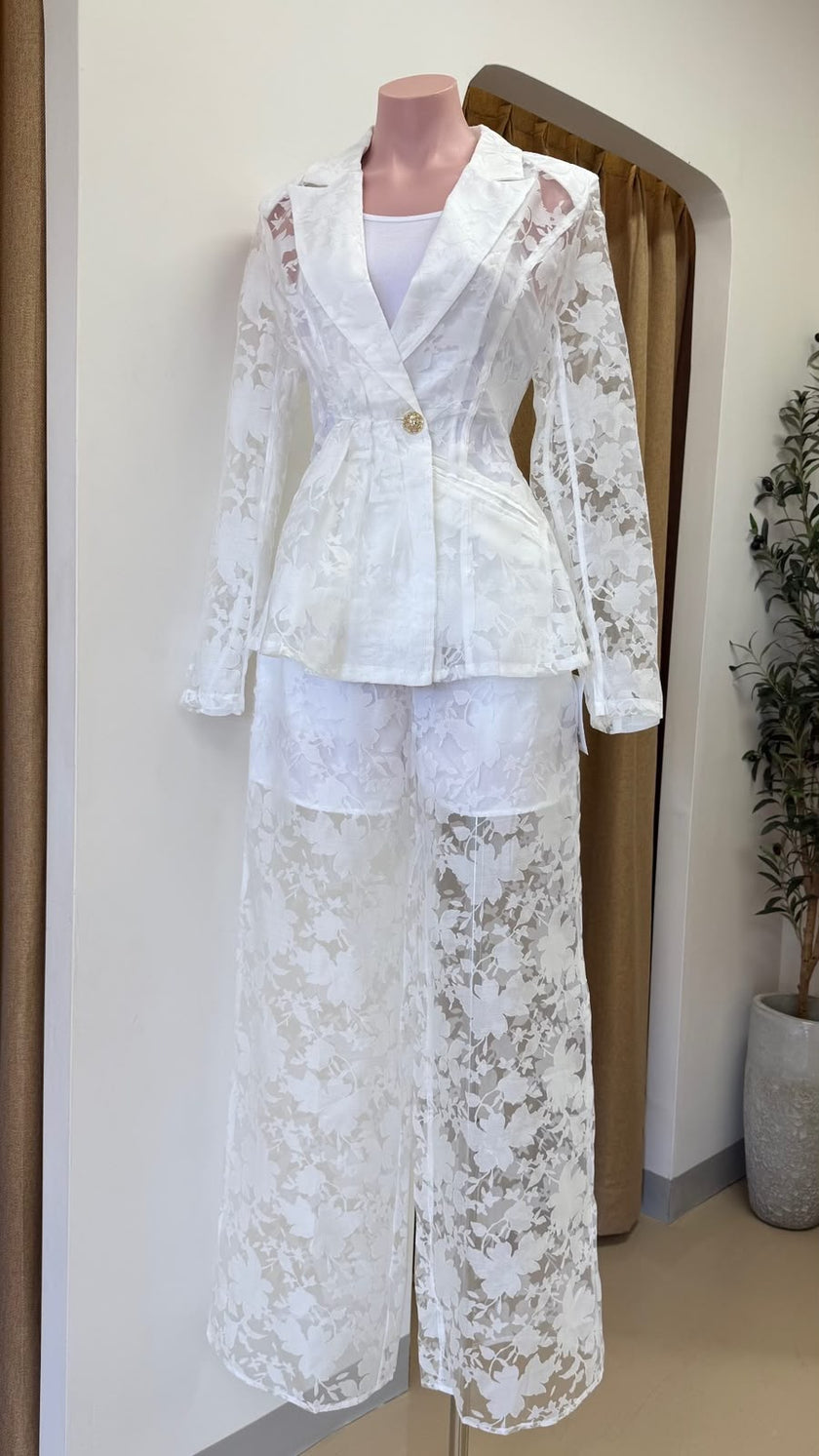 SET PANTALON ENCAJE BLANCO